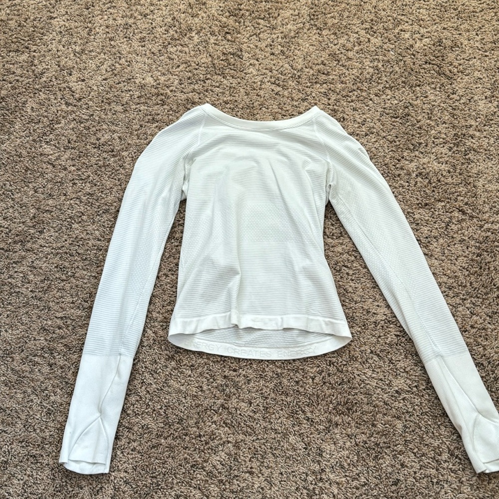 White Lululemon long sleeve athletic shirt